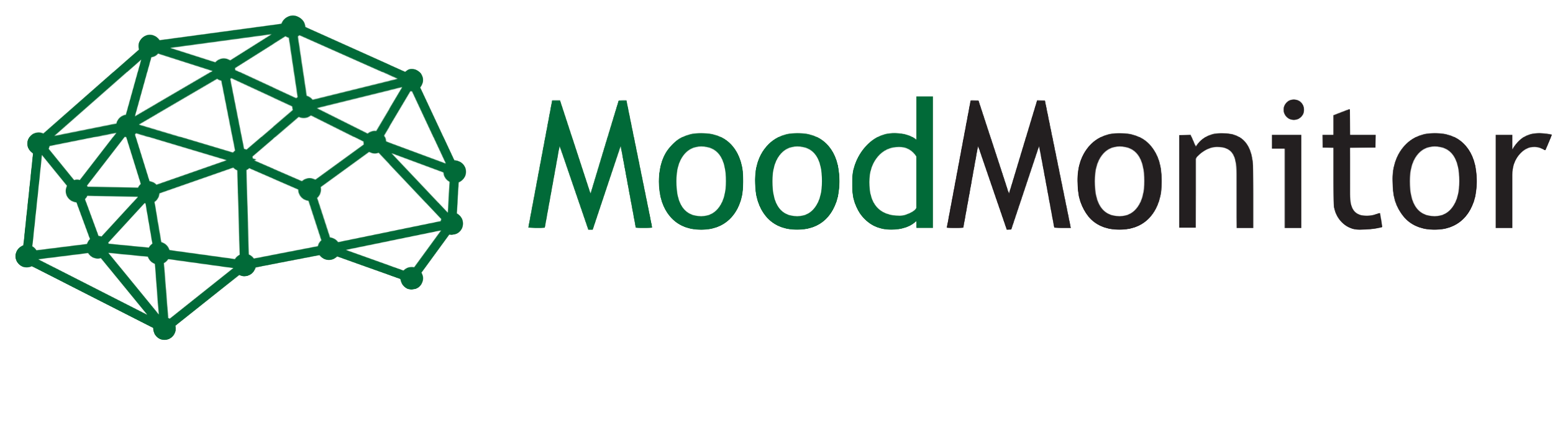 MoodMonitor logo — green low-poly brain mark beside the MoodMonitor wordmark